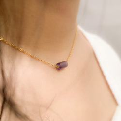 簡約紫水晶圓柱項鍊 成熟貴氣 日常搭配 第2張的照片