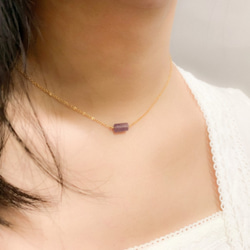 簡約紫水晶圓柱項鍊 成熟貴氣 日常搭配 第3張的照片