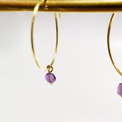 簡約切面紫水晶耳圈耳環 日常/約會穿搭推薦 簡約時尚 第2張的照片
