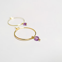 簡約切面紫水晶耳圈耳環 日常/約會穿搭推薦 簡約時尚 第3張的照片
