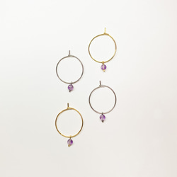 簡約切面紫水晶耳圈耳環 日常/約會穿搭推薦 簡約時尚 第5張的照片