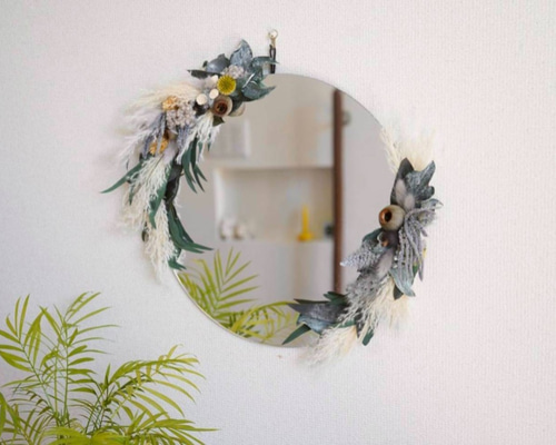 ドライフラワー×鏡 ] アクリルミラー ウェルカムスペース インテリア