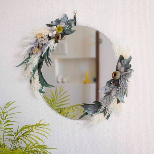 ドライフラワー×鏡 ] アクリルミラー ウェルカムスペース インテリア