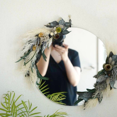 ドライフラワーアレンジメント 約117cmミラーフラワーベースセット ドライフラワーアレンジメント 約117cmミラーフラワーベースセット