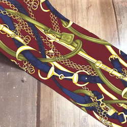 スカーフリボン　ビット金具柄　ボルドー 2枚目の画像