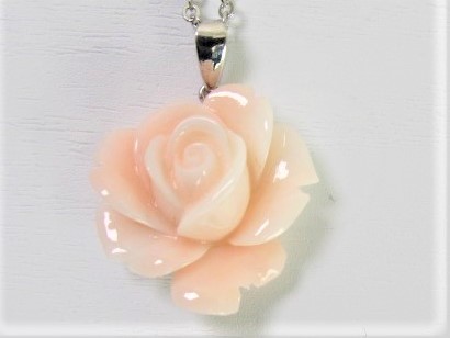 宝石珊瑚　さんご　ばら　花ペンダント・ネックレス　アクセサリ－・ジュエリ－　No－01299