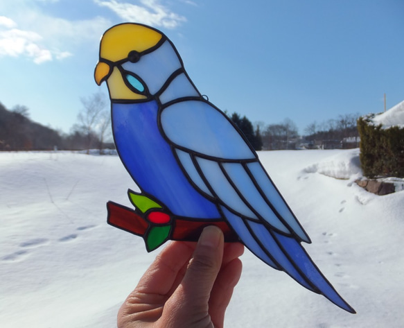 受注制作】ステンドグラス セキセイインコ サンキャッチャー