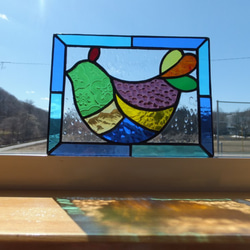 ステンドグラス 南国のカラフルな鳥 【鳥 小鳥 インコ】 その他