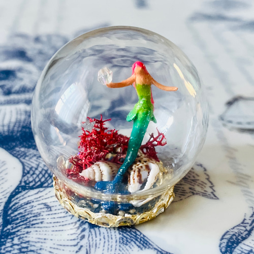 ミニチュアスノードームマーメイドフラワー 手荒い 