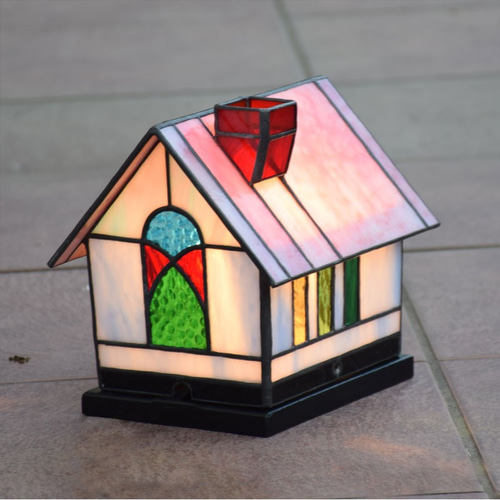 ステンドグラス ランプ ハウス1 室内用 室内照明 テーブル ライト 卓上