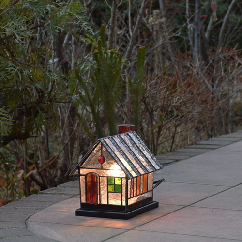 ステンドグラス ランプ ハウス3 室内用 卓上灯 テーブルランプ