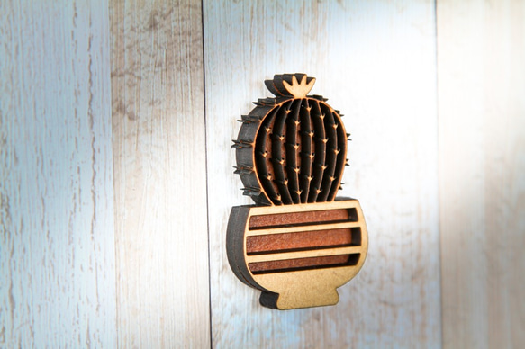 Cactus Magnet No.10  レーザーカット磁石　サボテン磁石　マグネット木製磁石　ウッドマグネット  【 3枚目の画像