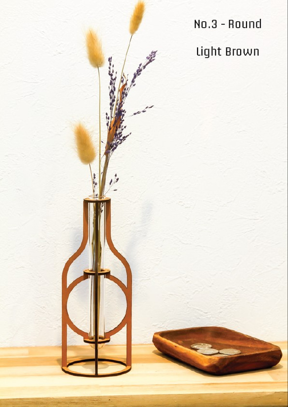 フラワーベース No. 3 - Round 花瓶　レーザーカットデザイン　おしゃれインテリア 3枚目の画像