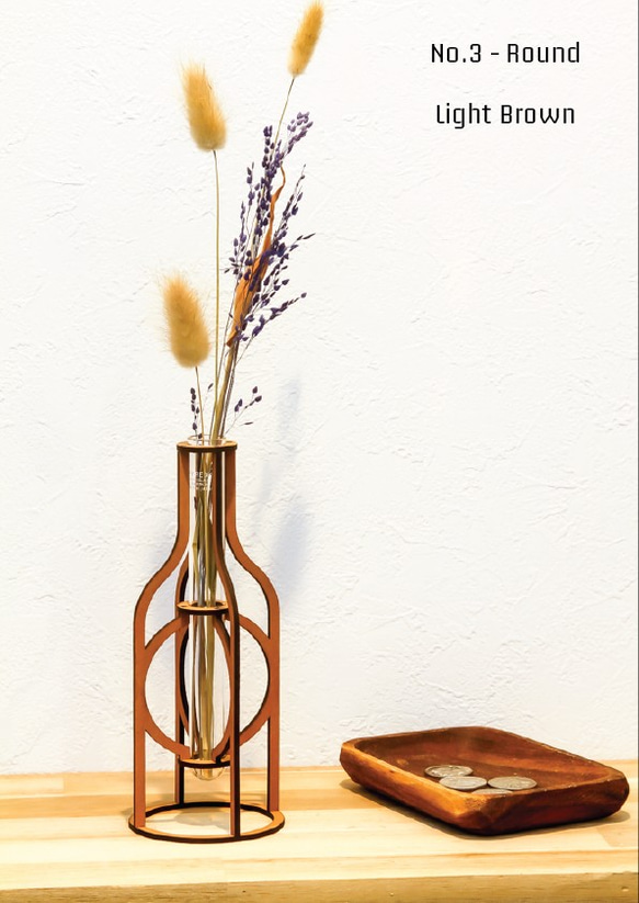 フラワーベース No. 3 - Round 花瓶　レーザーカットデザイン　おしゃれインテリア 4枚目の画像