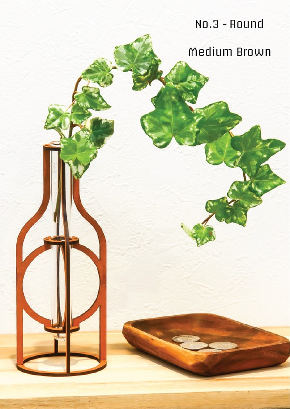 フラワーベース No. 3 - Round 花瓶　レーザーカットデザイン　おしゃれインテリア 1枚目の画像