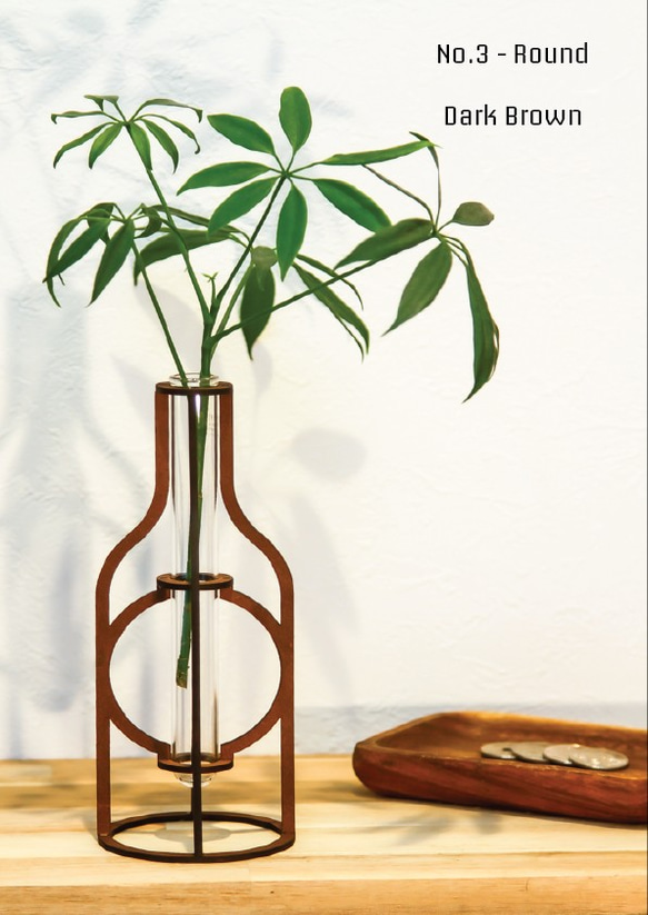 フラワーベース No. 3 - Round 花瓶　レーザーカットデザイン　おしゃれインテリア 5枚目の画像