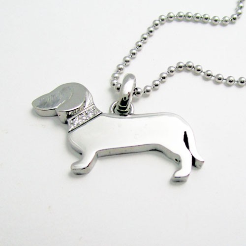犬 ダックスフンド ネックレス スワロフスキー シルバー 可愛い いぬ