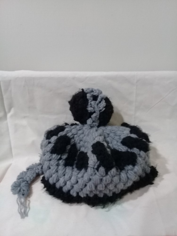 エジプトお姫様ニット帽　（グレー＆黒）