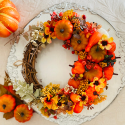 ハロウィンのオレンジリース ハロウィンリース ハロウィン