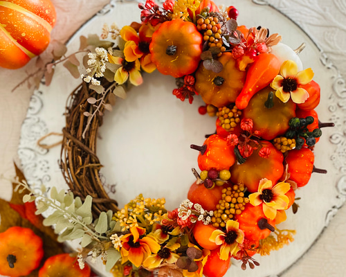 オレンジ系 ハロウィンリース OLS-org30001 ハロウィンのオレンジ