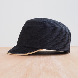 Raffia Cap - black × natural 1枚目の画像