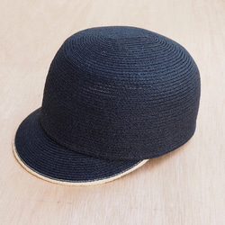 Raffia Cap - black × natural 2枚目の画像