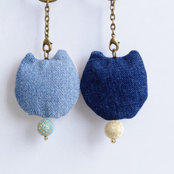 Kogin 生魚片貓鑰匙圈靛藍 [連結協調 ☺︎ 刺繡] 珠子 Cocats ♡ 貓日 2024 第5張的照片