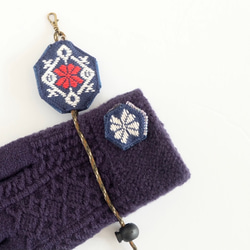 Kogin刺繡手套架靛藍[刺繡☺︎手套架]圍巾架☺︎吊飾 第1張的照片