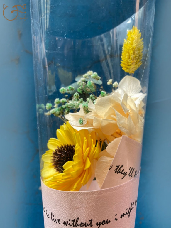 ▍畢業花束 乾燥花 黃向日葵永生繡球花束  ▍ 第4張的照片