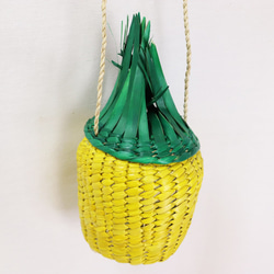 メキシコ手編み パイナップル シュロ製 カゴバッグ 4枚目の画像