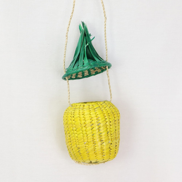 メキシコ手編み パイナップル シュロ製 カゴバッグ 8枚目の画像
