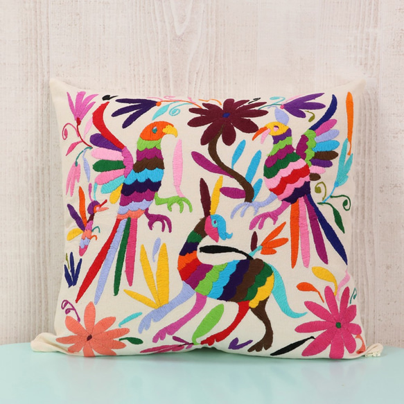 メキシコ オトミ族 刺繍 クッションカバー2枚セット オトミ刺繍