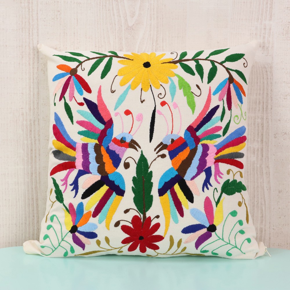 メキシコの伝統的なテナンゴ刺繍 クッションカバー メキシコのオトミ テナンゴ ランバークッションカバー、23 x 19