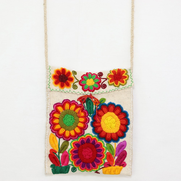 メキシコ製 ウールバッグ 刺繍ポシェット ショルダーバッグ 001 5枚目の画像