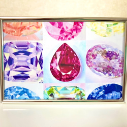宝石アートフォトフレーム 9種の宝石たちを散りばめたポストカード置き