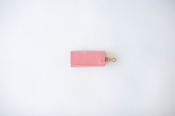 ミニキーケース-wagen-　ワーゲン　rosarot　ピンク　　牛革　タンニン鞣し 4枚目の画像