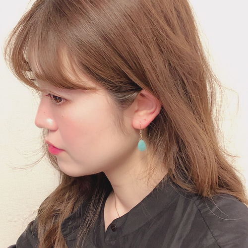 再…販アマゾナイトフックピアスorイヤリング(ラスト一点) ピアス 