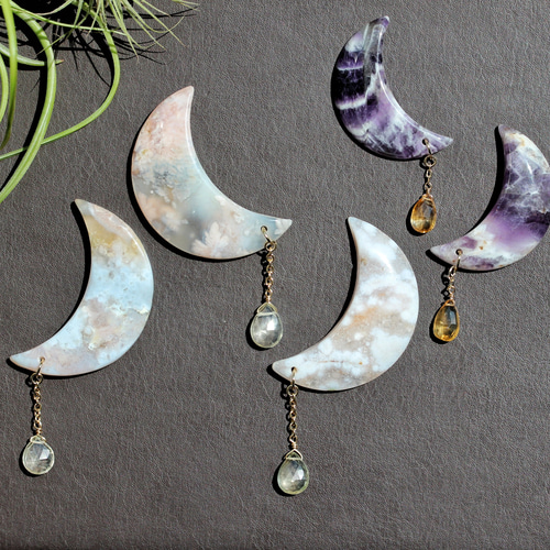 再販＊天然石ヘアゴム【三日月天然アゲート（めのう）】桜 ヘアゴム