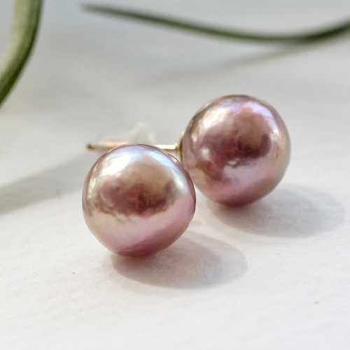 エレガント 淡水真珠 ピアス 淡水パール エジソンパール 再販【14kgf