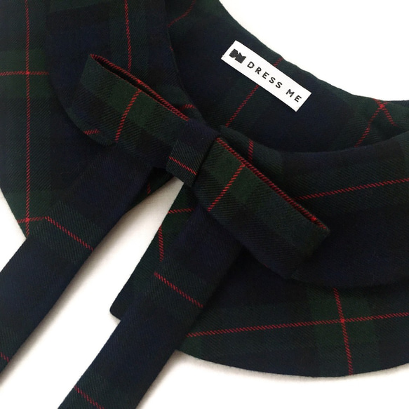 假領[TARTAN（綠色）]格子呢緞帶 第3張的照片