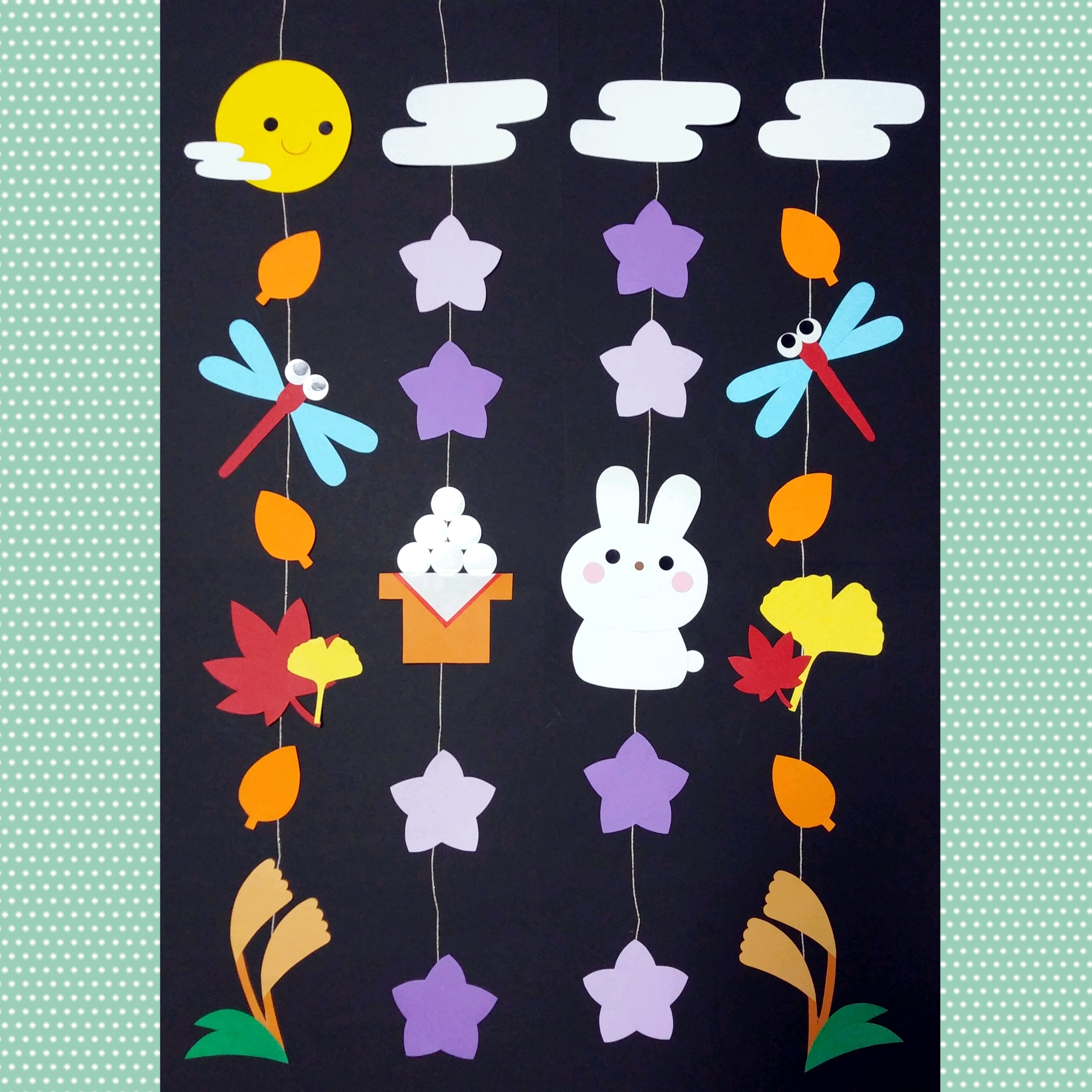 お部屋のアクセントにハンドメイド月相ガーランド