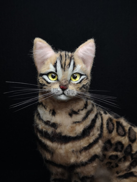 羊毛フェルト 猫 ハンドメイド リバフェニ koneri 羊毛フェルト猫 フレームタイプ 羊毛猫オーダー 羊毛