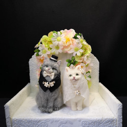 ☆マリンの家☆羊毛フェルト　猫　ウェルカムドール　ハンドメイド　ねこ　ネコ　フェルト猫　結婚　結婚式　プレゼント 1枚目の画像