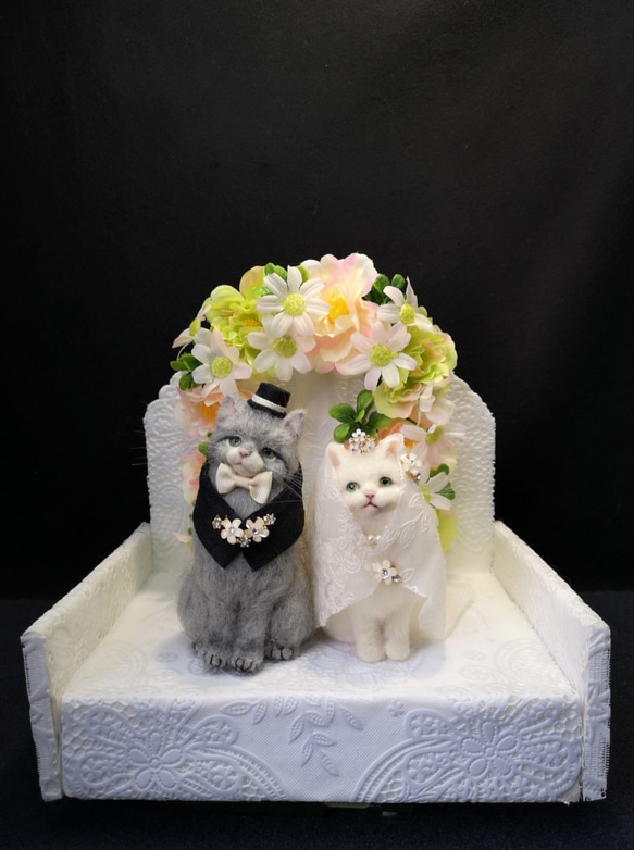 ☆マリンの家☆羊毛フェルト　猫　ウェルカムドール　ハンドメイド　ねこ　ネコ　フェルト猫　結婚　結婚式　プレゼント 1枚目の画像