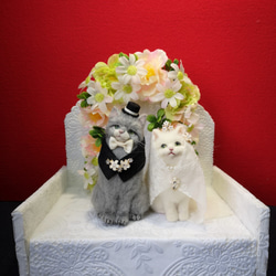 ☆マリンの家☆羊毛フェルト　猫　ウェルカムドール　ハンドメイド　ねこ　ネコ　フェルト猫　結婚　結婚式　プレゼント 2枚目の画像
