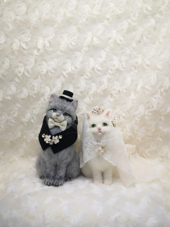 ☆マリンの家☆羊毛フェルト　猫　ウェルカムドール　ハンドメイド　ねこ　ネコ　フェルト猫　結婚　結婚式　プレゼント 5枚目の画像