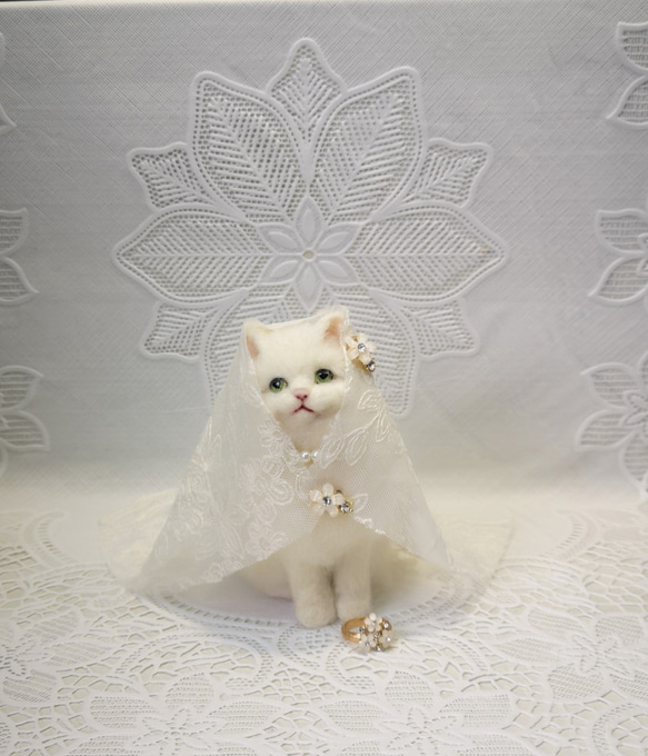 ☆マリンの家☆羊毛フェルト　猫　ウェルカムドール　ハンドメイド　ねこ　ネコ　フェルト猫　結婚　結婚式　プレゼント 6枚目の画像