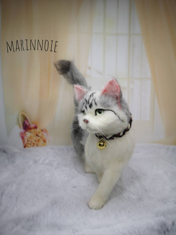 ☆マリンの家☆羊毛フェルト　猫　三毛猫　ハンドメイド　ねこ　ネコ　フェルト猫　ペットロス　虹の橋　羊毛フェルト猫 2枚目の画像