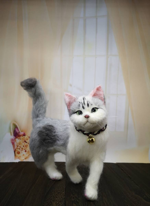 ☆マリンの家☆羊毛フェルト　猫　三毛猫　ハンドメイド　ねこ　ネコ　フェルト猫　ペットロス　虹の橋　羊毛フェルト猫 3枚目の画像