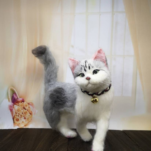 ☆マリンの家☆羊毛フェルト 猫 三毛猫 ハンドメイド ねこ ネコ